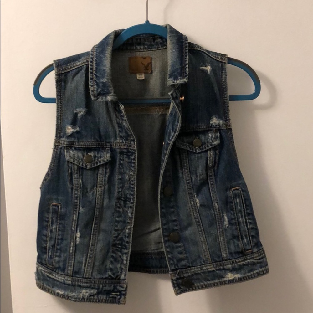Dark wash denim vest